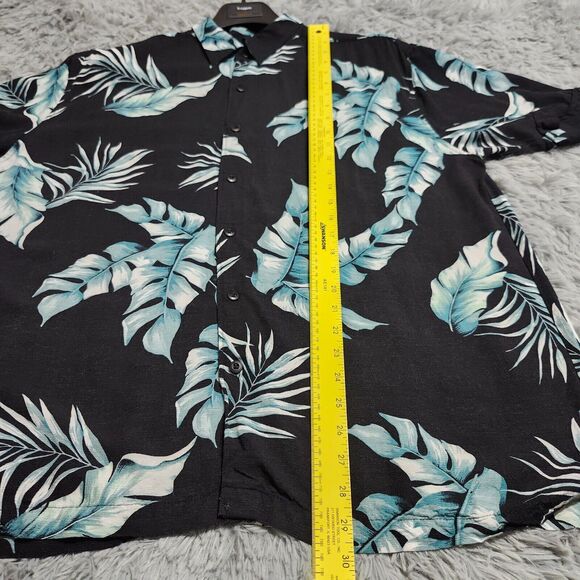 Cubavera‎ Hawaiian Shirt Mens Size XL XLarge Rayon Floral Black Blue Rayon Camp - Picture 9 of 12
